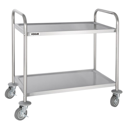 Vogue Stainless Steel 2 Tier Clearing Trolley Medium PAS-F997