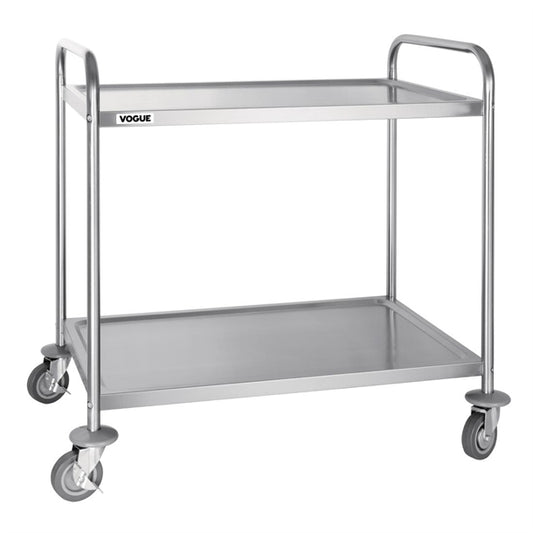 Vogue Stainless Steel 2 Tier Clearing Trolley Large PAS-F998