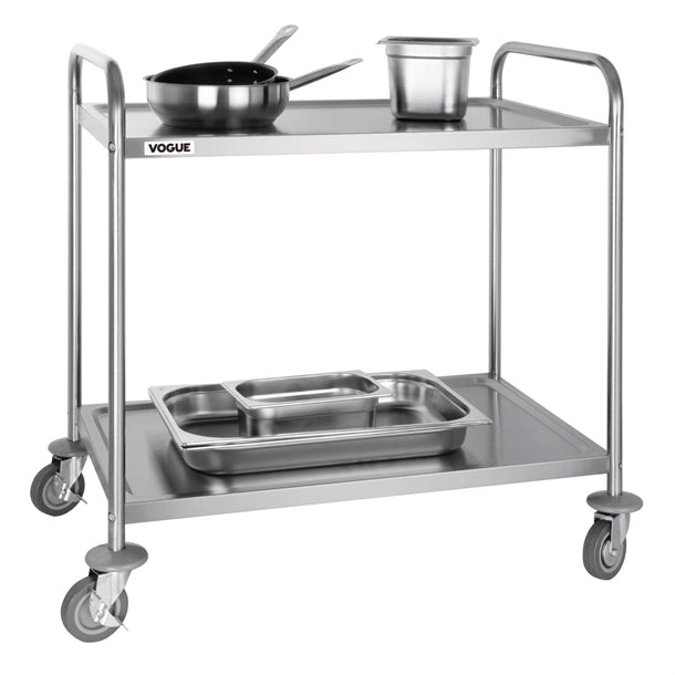 Vogue Stainless Steel 2 Tier Clearing Trolley Large PAS-F998