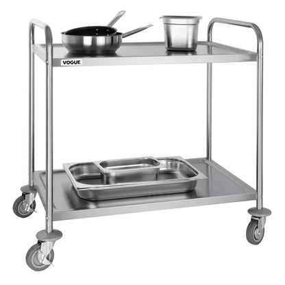 Vogue Stainless Steel 2 Tier Clearing Trolley Large PAS-F998