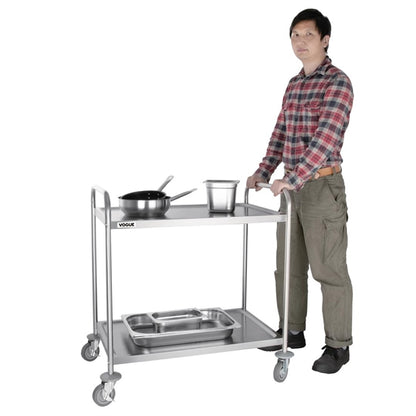 Vogue Stainless Steel 2 Tier Clearing Trolley Large PAS-F998