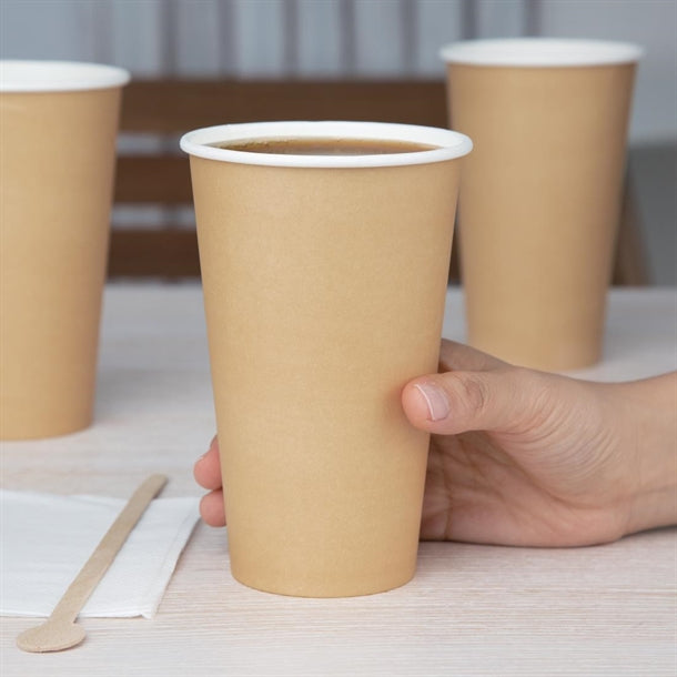 Fiesta Recyclable Takeaway Coffee Cups Single Wall Brown 450ml (Pack of 1000) PAS-GF034