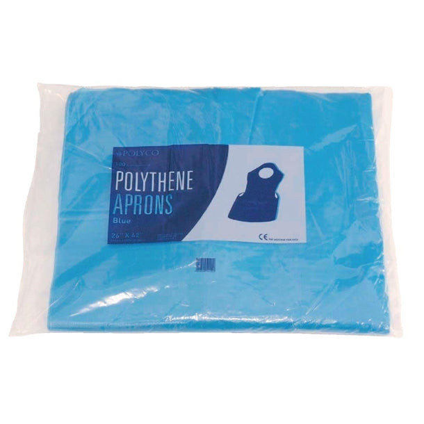 Disposable Polythene Bib Aprons Blue (Pack of 100) PAS-A305