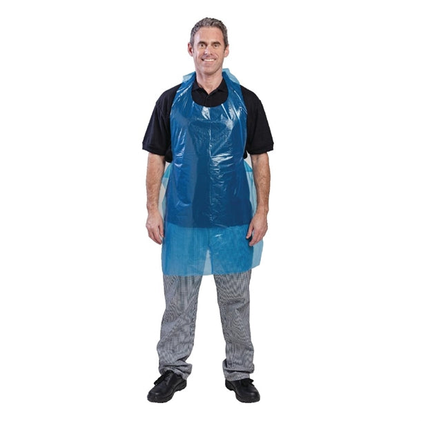 Disposable Polythene Bib Aprons Blue (Pack of 100) PAS-A305