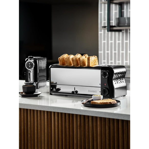 Rowlett Esprit 6 Slot Toaster Jet Black with Elements & Sandwich Cage PAS-CH187-A