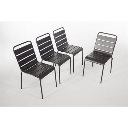 Bolero Slatted Steel Side Chairs Grey (Pack of 4) PAS-CS727