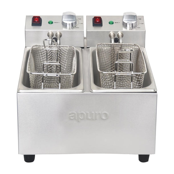 Apuro Twin Tank Twin Basket Countertop Fryer 2x 3Ltr PAS-DB203-A