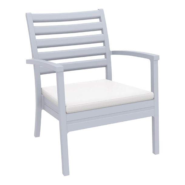 Furnlink Siesta Exclusive Artemis XL Armchair - Silver Grey with White Seat Cushion PAS-DD060