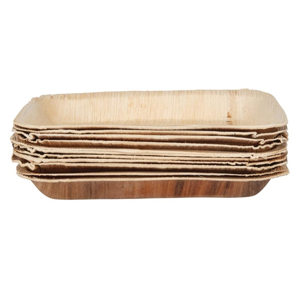 Fiesta Compostable Biodegradable Deep Palm Leaf Plates Rectangular 250mm (Pack of 100) PAS-DK380