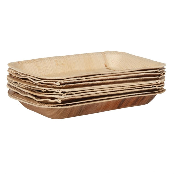 Fiesta Compostable Biodegradable Deep Palm Leaf Plates Rectangular 250mm (Pack of 100) PAS-DK380