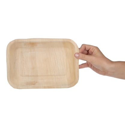 Fiesta Compostable Biodegradable Deep Palm Leaf Plates Rectangular 250mm (Pack of 100) PAS-DK380