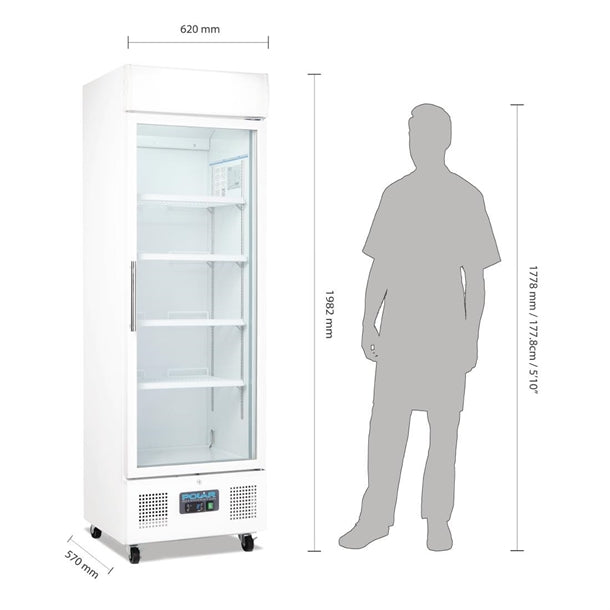 Polar G-Series Upright Display Fridge White 350Ltr PAS-DM076-A