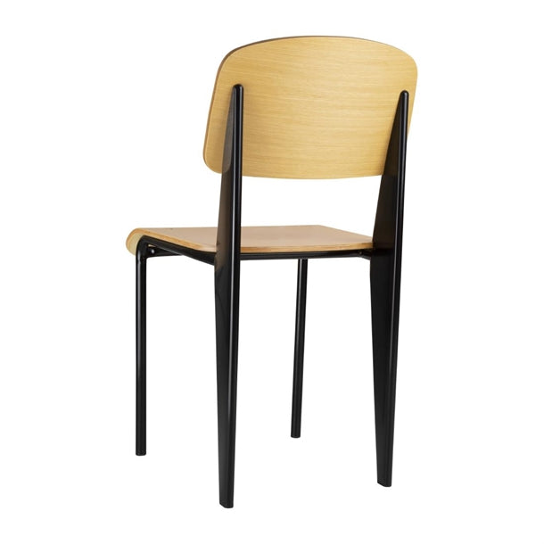 Bolero Wooden Dining Chairs with Black Steel Frame (Pack of 4) PAS-DM338