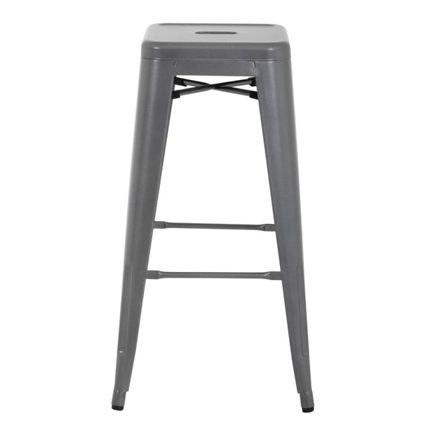 Bolero High Metal Bar Stools Gun Metal Grey (Pack of 4) PAS-DM934