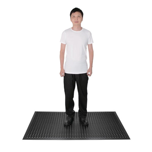 Jantex Rubber Anti Fatigue Anti Slip Floor Safety mat Black 1500 x 900mm PAS-DP206