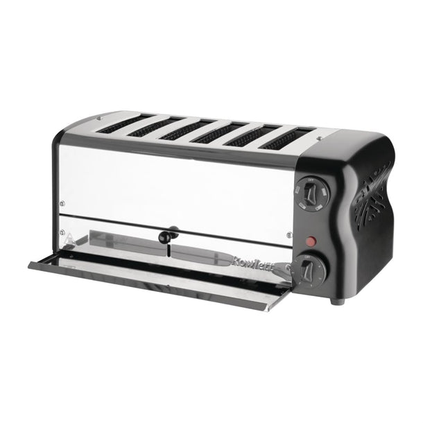 Rowlett Esprit 6 Slot Toaster Jet Black with Elements & Sandwich Cage PAS-CH187-A