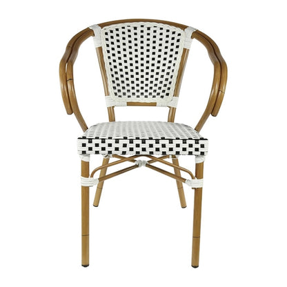 Furnlink Durafurn Eiffel Arm Chair - Natural Frame - White/Black Standard PAS-DU012