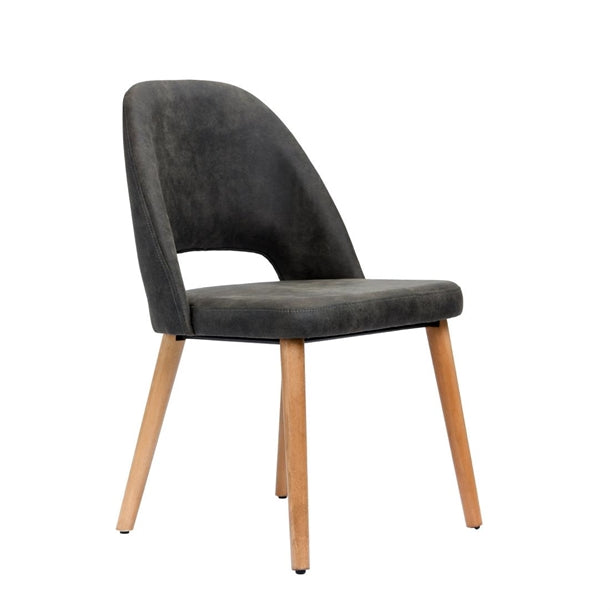 Furnlink Durafurn Semifreddo Chair - Trojan Oak Legs/Charcoal Fabric PAS-DU181