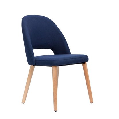 Furnlink Durafurn Semifreddo Chair - Trojan Oak Legs/Navy Woven Fabric PAS-DU183