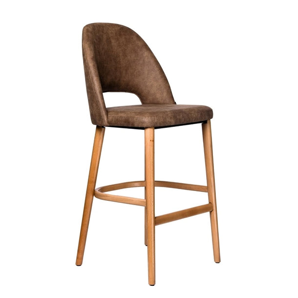 Furnlink Durafurn Semifreddo Stool - Trojan Oak Legs/Mocha Fabric PAS-DU204