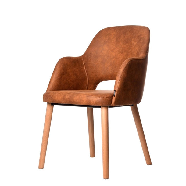 Furnlink Durafurn Sorbet Arm Chair - Trojan Oak Legs/Tan Premium Vinyl PAS-DU225