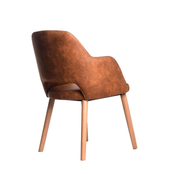 Furnlink Durafurn Sorbet Arm Chair - Trojan Oak Legs/Tan Premium Vinyl PAS-DU225