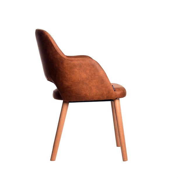 Furnlink Durafurn Sorbet Arm Chair - Trojan Oak Legs/Tan Premium Vinyl PAS-DU225