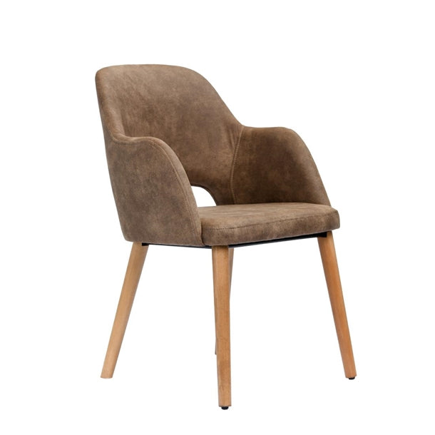 Furnlink Durafurn Sorbet Chair - Trojan Oak Legs/Mocha Premium Vinyl PAS-DU226