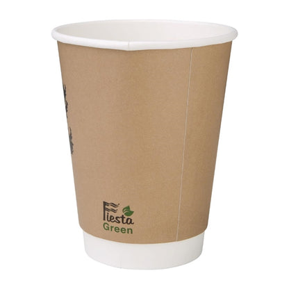 Fiesta Compostable Coffee Cups Double Wall 355ml / 12oz (Pack of 25) PAS-DY986