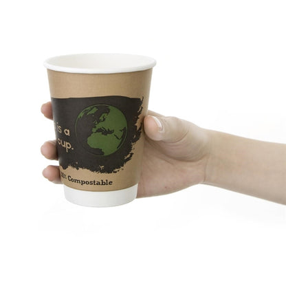 Fiesta Compostable Coffee Cups Double Wall 355ml / 12oz (Pack of 25) PAS-DY986