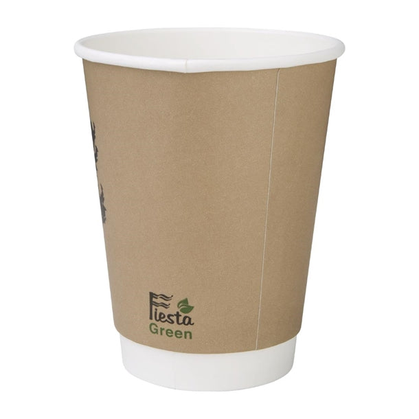 Fiesta Compostable Coffee Cups Double Wall 355ml / 12oz (Pack of 500) PAS-DY987