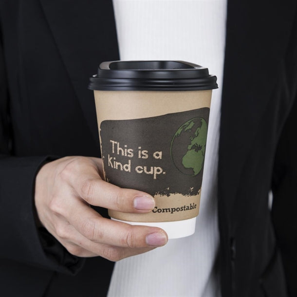 Fiesta Compostable Coffee Cups Double Wall 355ml / 12oz (Pack of 500) PAS-DY987