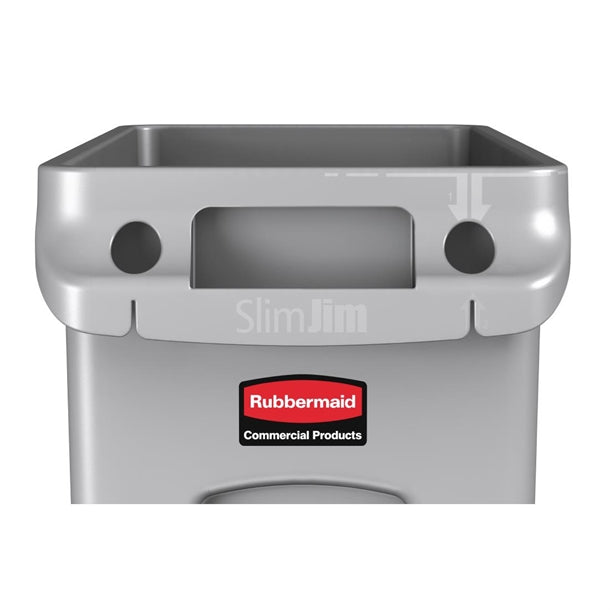 Rubbermaid Slim Jim Container with Venting Channels Grey 60Ltr PAS-F603