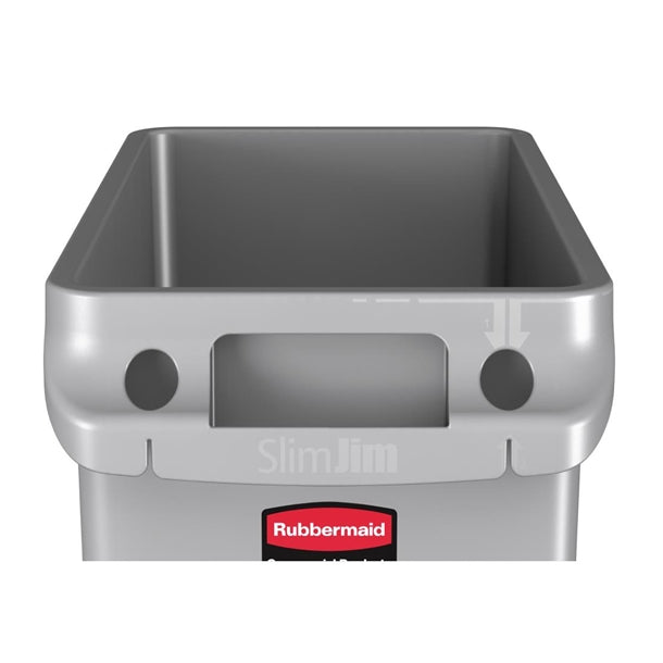 Rubbermaid Slim Jim Container with Venting Channels Grey 60Ltr PAS-F603