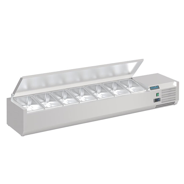 Polar G-Series Countertop Prep Fridge with Lid 7x 1/4GN with Hard Stainless Lid PAS-FA855-A