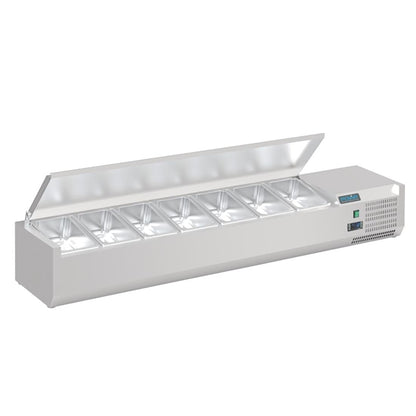 Polar G-Series Countertop Prep Fridge with Lid 7x 1/4GN with Hard Stainless Lid PAS-FA855-A