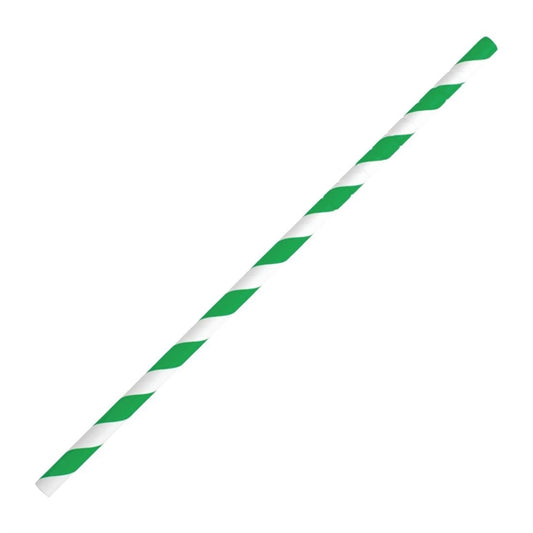 Fiesta Compostable Bendy Paper Straws Green Stripes (Pack of 250) PAS-FB143