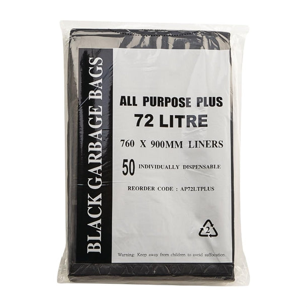 Jantex All Purpose Garbage Bags Black 72Ltr (Pack of 50) PAS-FL877