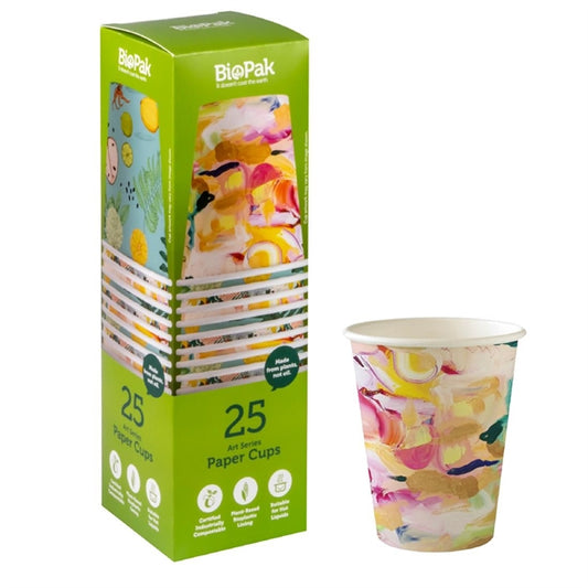 BioPak BioCup Art Series Single Wall - 295ml 90mm (Pack 25) PAS-FZ975