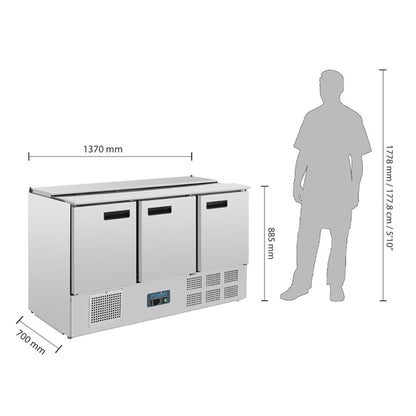 Polar G-Series Saladette Counter Fridge 368Ltr PAS-G607-A