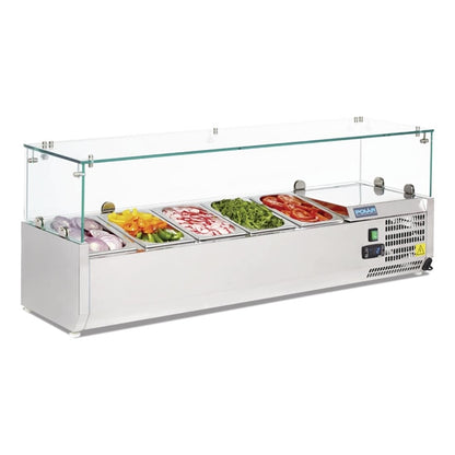 Polar G-Series Countertop Prep Fridge 5x 1/4GN with Glass Sneeze guard PAS-G608-A