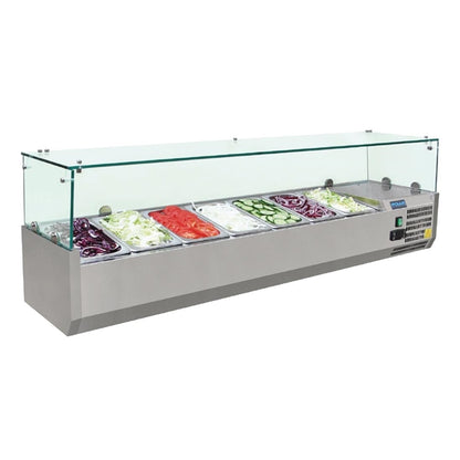 Polar G-Series Countertop Prep Fridge 7x 1/4GN with Glass Sneeze guard PAS-G609-A