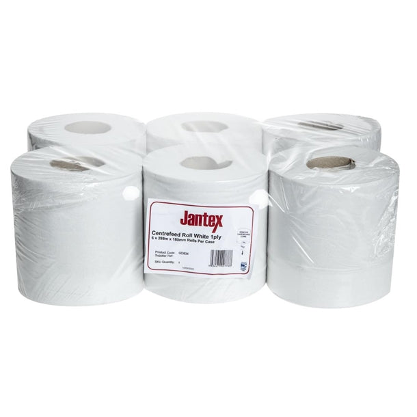 Jantex White Centrefeed Rolls 1-Ply (Pack of 6) PAS-GD834