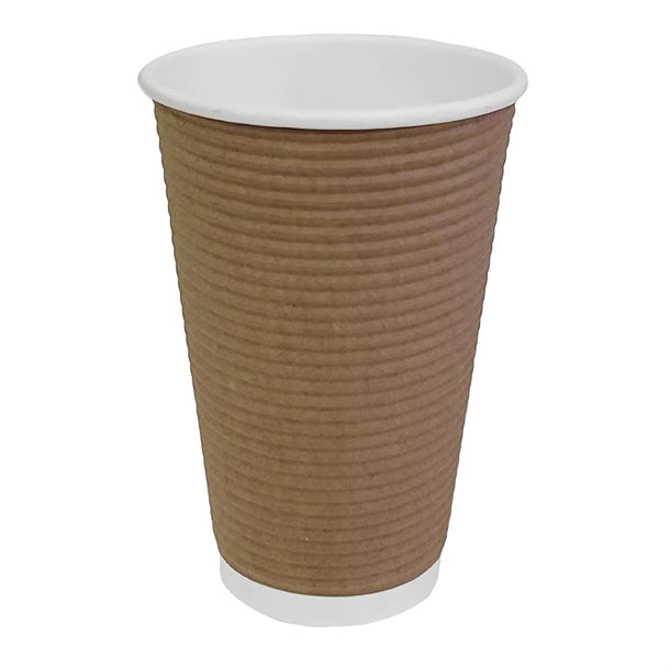 Fiesta Recyclable Takeaway Coffee Cups Ripple Wall Kraft 450ml (Pack of 500) PAS-GF024