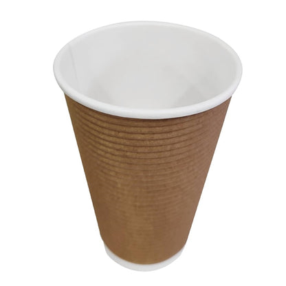 Fiesta Recyclable Takeaway Coffee Cups Ripple Wall Kraft 450ml (Pack of 500) PAS-GF024