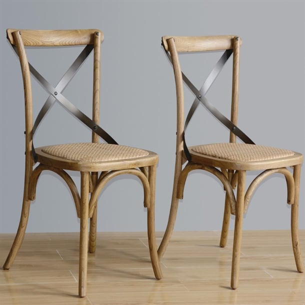 Bolero Natural Wooden Dining Chairs with Backrest (Pack of 2) PAS-GG656