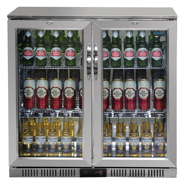 Polar G-Series Counter Back Bar Cooler with Hinged Doors Stainless Steel 208Ltr PAS-GL008-A