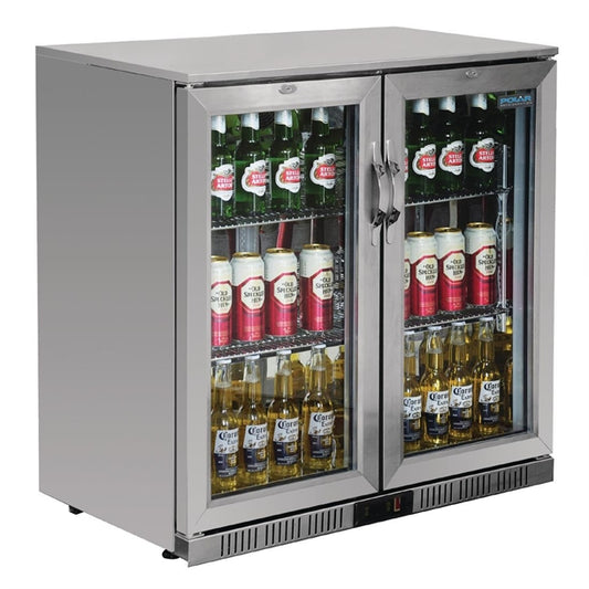 Polar G-Series Counter Back Bar Cooler with Hinged Doors Stainless Steel 208Ltr PAS-GL008-A