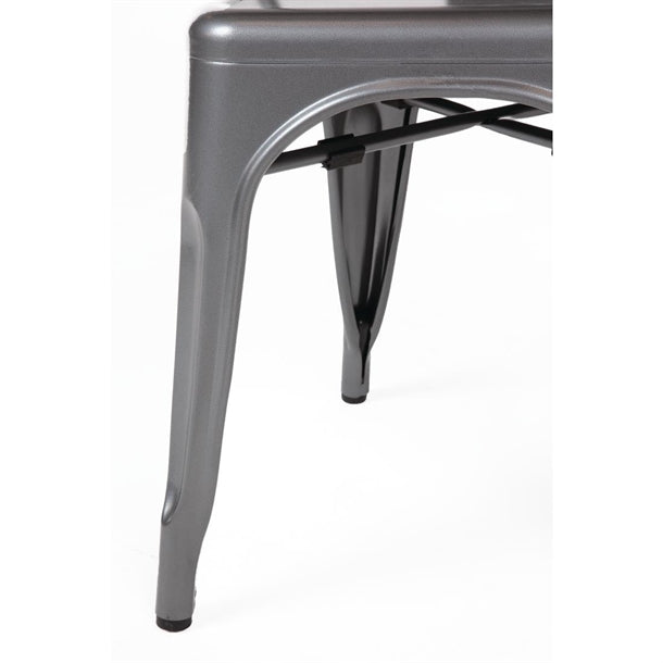 Bolero Gun Metal Grey Steel Bistro Side Chair (Pack of 4) PAS-GL329