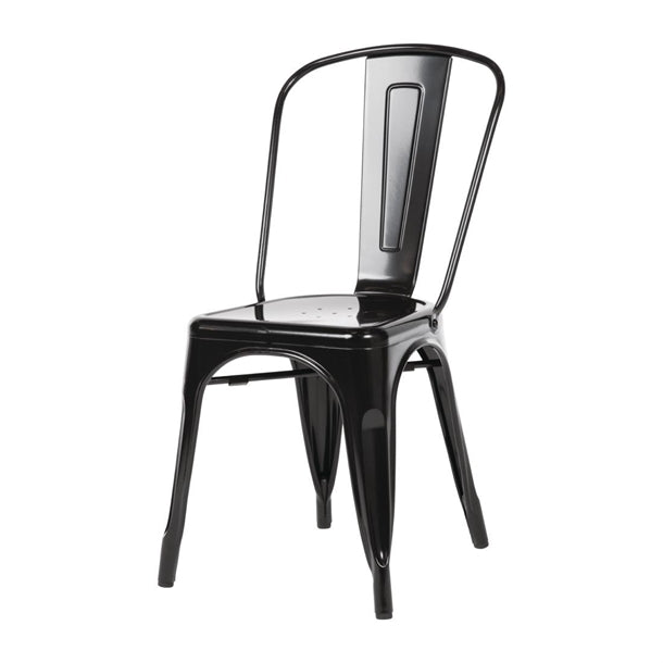 Bolero Black Steel Bistro Side Chair (Pack of 4) PAS-GL331